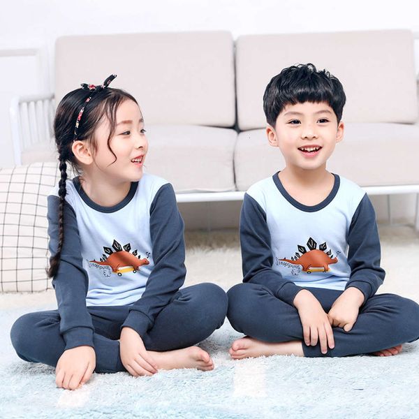 

spring zhongda cloth and trousers set children's cotton pajamas autumn home wear underwear long sve1mk5, Blue;red