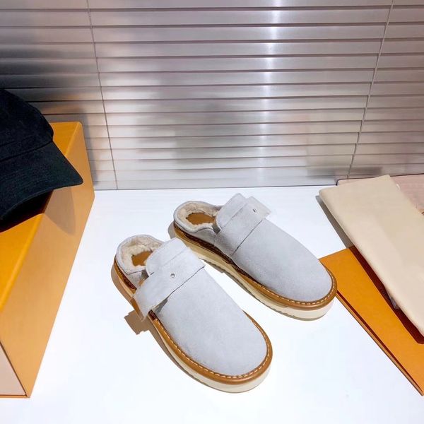 

designer loafers muller muller slippers with buckle fashion women princetown ladies casual fur mul flat shoelace box size 35-45, Black