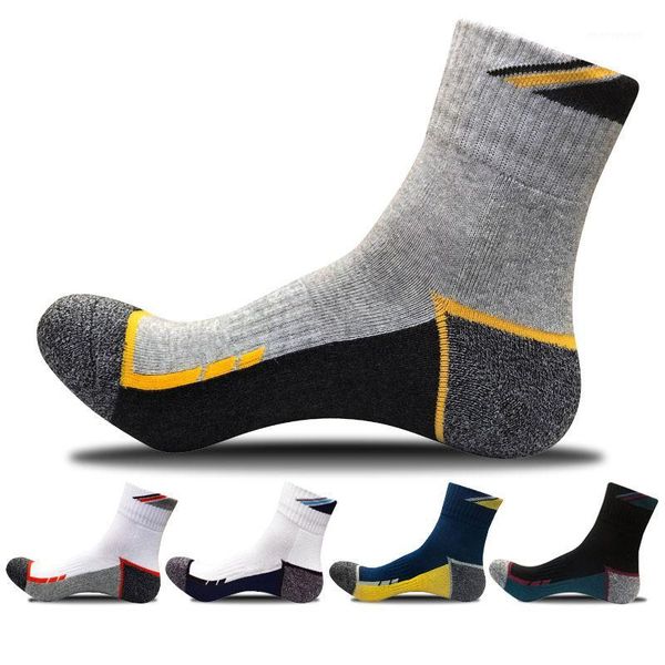 

men's socks 1 pair men thick profession thermal towel bottom foot wear terry combed cotton male long tube1, Black