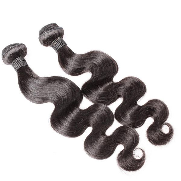 

8"-30" peruvian hair weave 2 bundles body wave hair weft natural color soft smooth human hair extension, Black