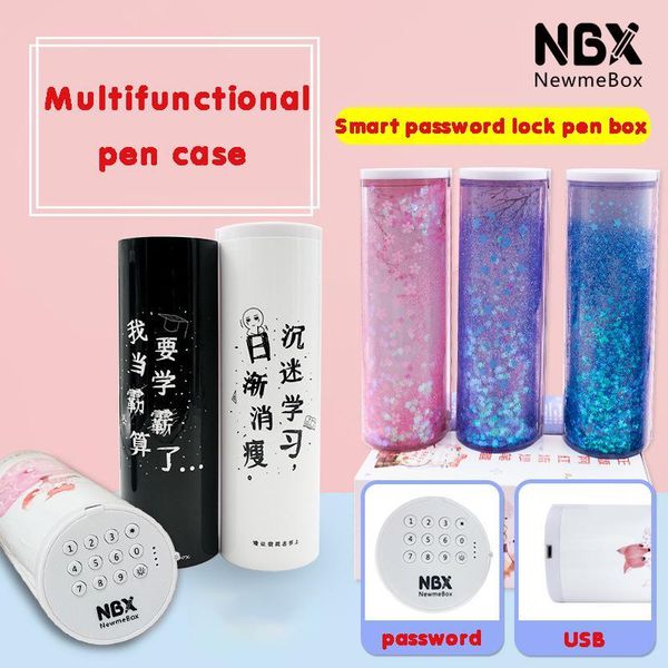 

password pencil case multifunctional usb charging calculator high capacity new pen box school stationery supplies for boys girls