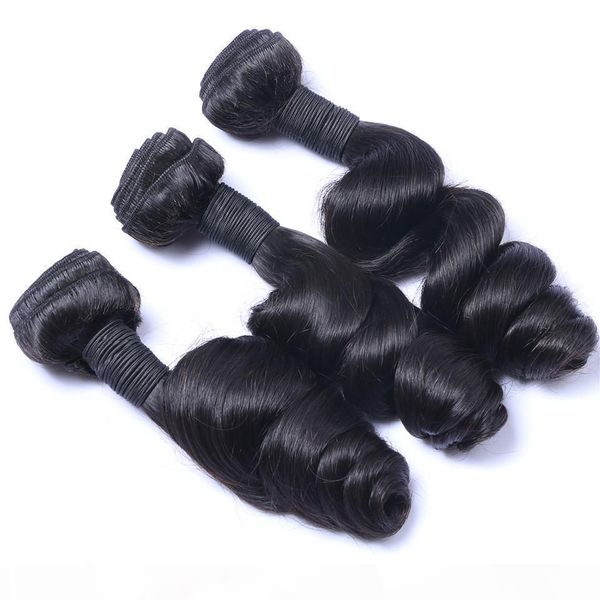 

brazilian loose wave human remy hair weaves with 4x4 lace closure bleached knots 100g pc natural color double wefts hair extensions, Black;brown