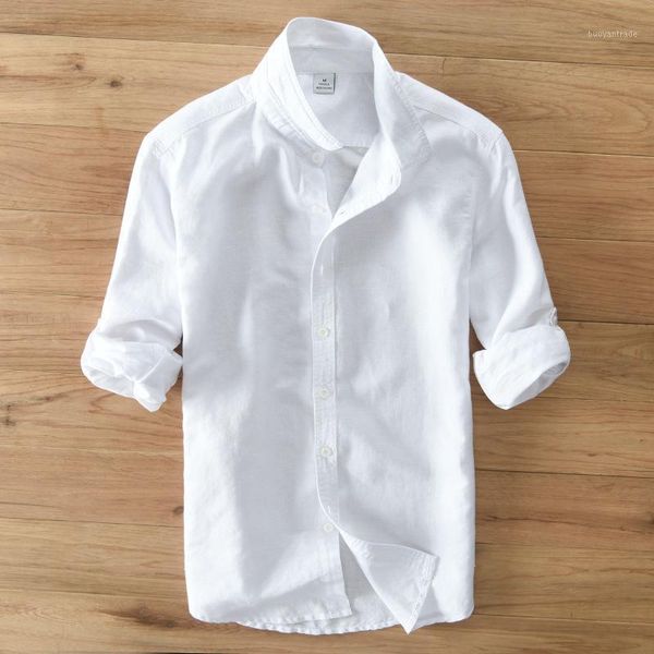 

men's casual shirts linen men vintage shirt comfortable breathable natural 2021 long sleeve1, White;black