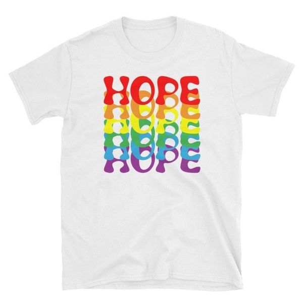 

women's t-shirt korean style 1pcs rainbow women/men hope world print kpop tshirt femme aesthetic summer clothes, White