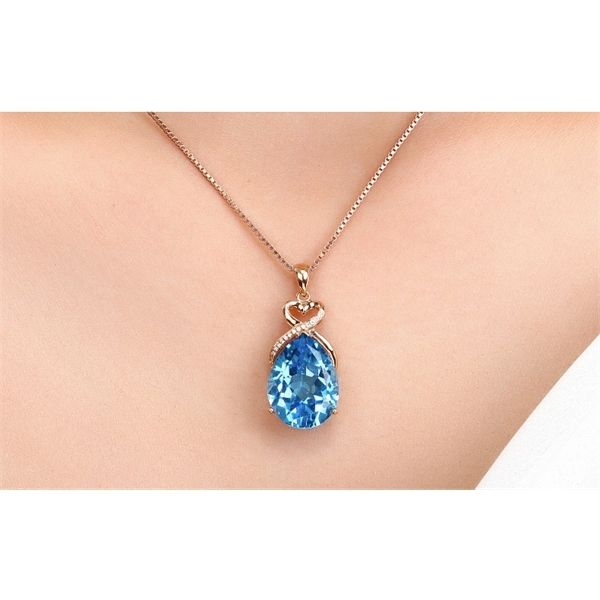 

3 carats stone women pure natural blue sapphire gemstone 14k rose gold necklace jewelry pendant q1219, Bronze;silver