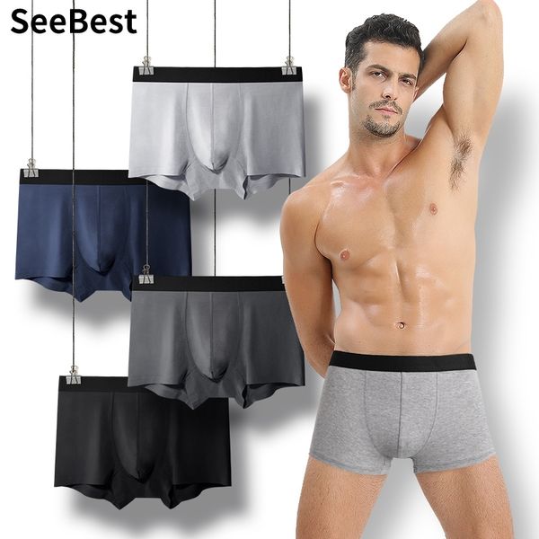 

seemens boxer set cotton underwear for male breathable loose underpants large plus size 6xl shorts solid brand winter 100kg y200415, Black;white