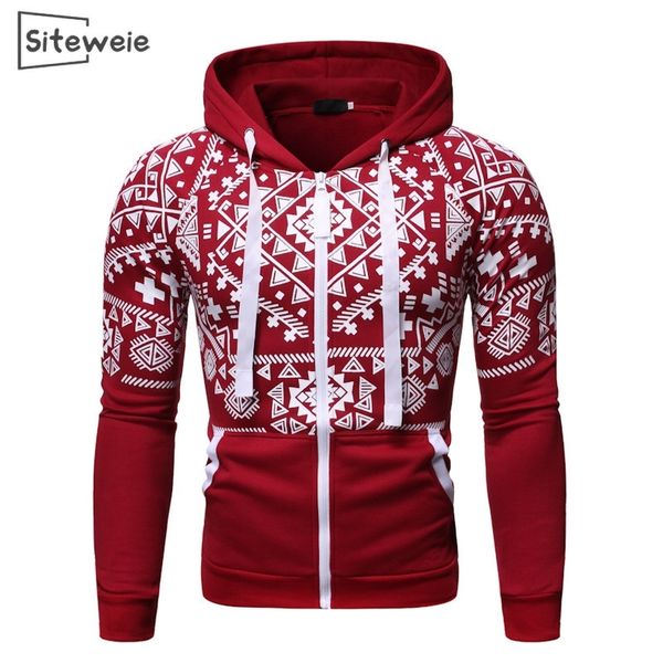 

siteweie men fitness jackets shirt long sleeve men bomber jacket fashion brand print hoodies zipper men's fall/winter coats l398 201114, Black;brown
