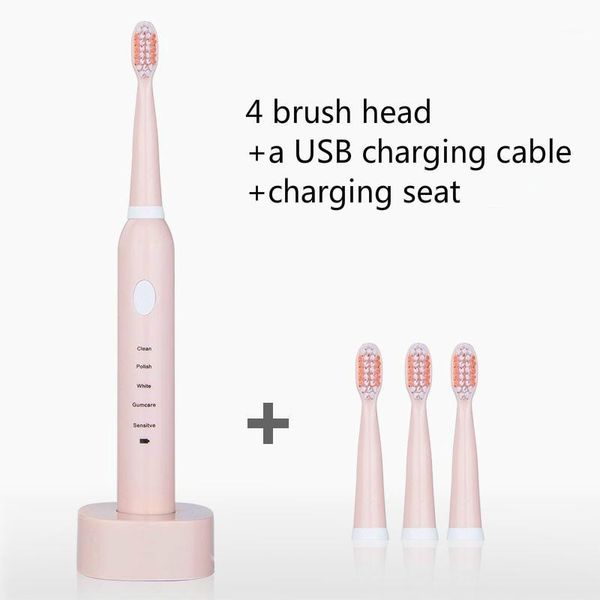 

smart electric toothbrush sonic ultrasonic automatic tooth brush rechargeable waterproof soft banister 4 head1