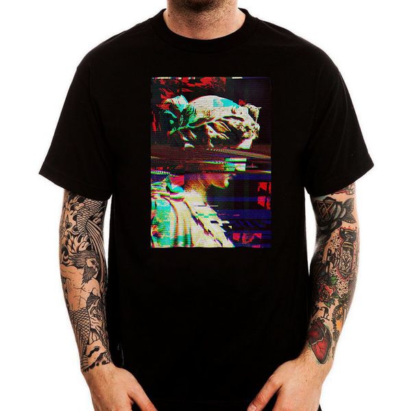 

roman statue glitch art blurred aesthetic black printed men's t shirt hip hop short sleeve t shirt sport hooded sweatshirt hoodie