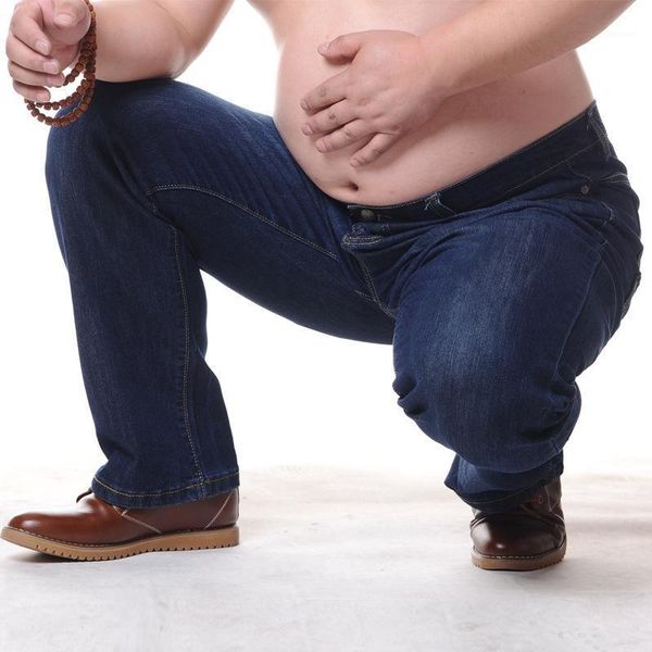 

new arrival fashion super large autumn male cotton straight jeans loose waist casual high qulaity tide plus size 34-47 48 49 501, Blue