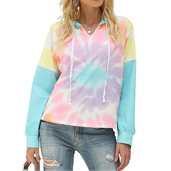 

new female 2021 pop up wear tie dye hoodie in the and winter sleeve nquv, Black