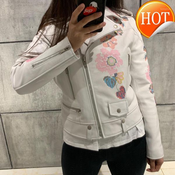 

skin jacket lamb women real leather jacket embroidery1, Black