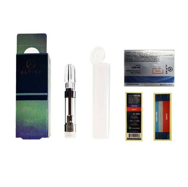 

alpine carts 0.8 1.0m capacityl vape cartridge ceramic coil 510 threading packaging box alpine disposable vape cartridge
