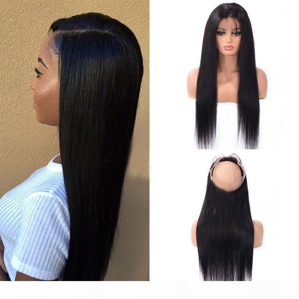 

peruvian virgin hair 360 lace frontal closure straight human hair part swiss lace frontal natural color, Black;brown
