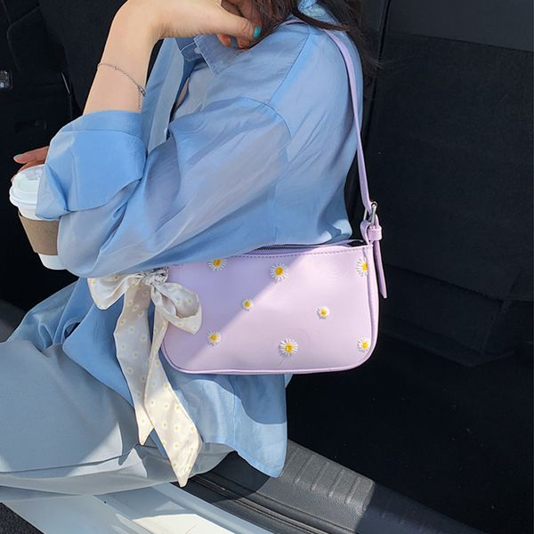 

fashion daisy baguette shape women shoulder bags designer handbags luxury pu leather female crossbody bag lady small purses 2020 c1016