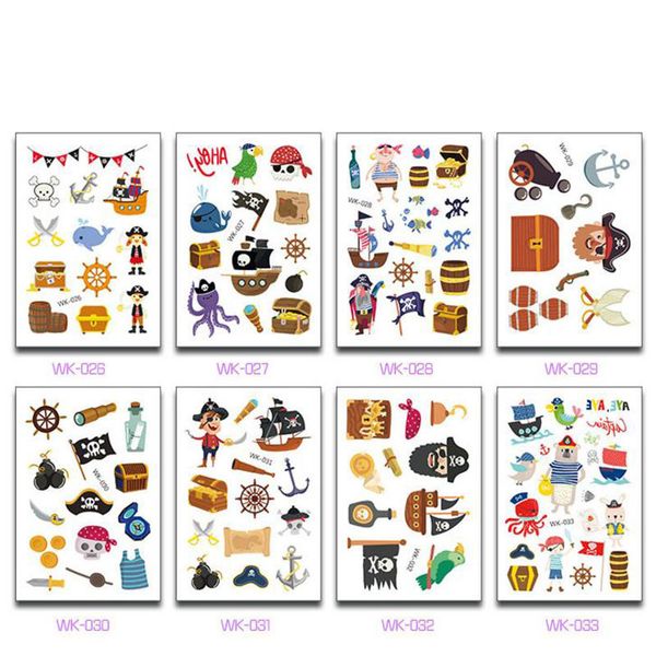

kawaii cartoon 10 pirate sticker sheets/set tattoo suppies decoration kids party favor