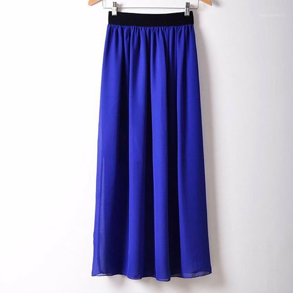 

beach skirt long maxi dress  casual womens double layer chiffon1, Black