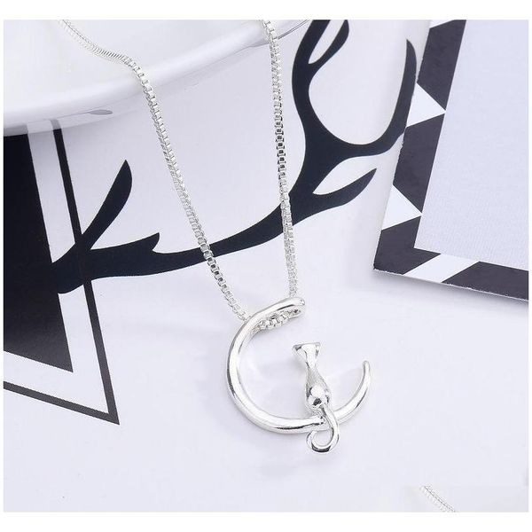 

fashion jewelry cute moon cat pendant necklace sqcbqi dh_seller2010, Silver
