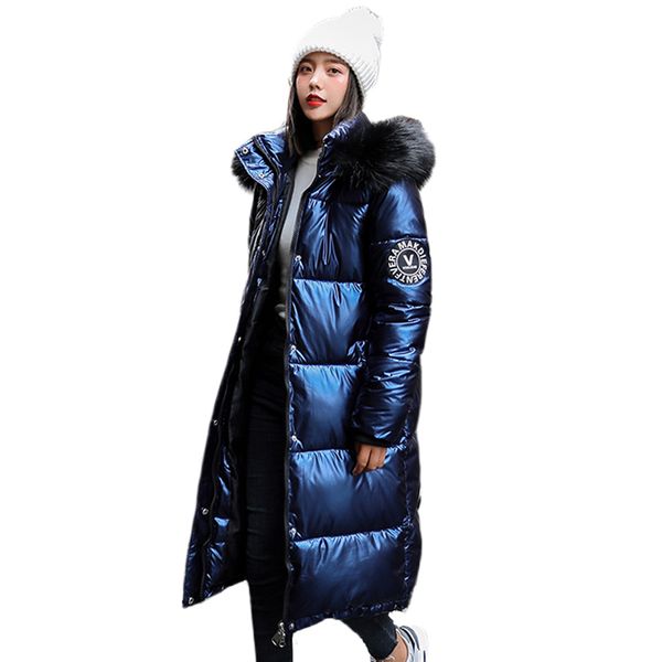 

women x-long plus size coat parkas female winter warm thicke hooded fur cotton padded coats solid casual silver down jacketx1016, Black;brown