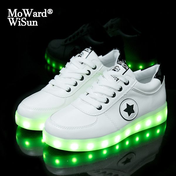 

size 27-40 fashion good children glowing luminous sneakers with light up shoes for kids boys girls baskets led slippers 36, Black;red