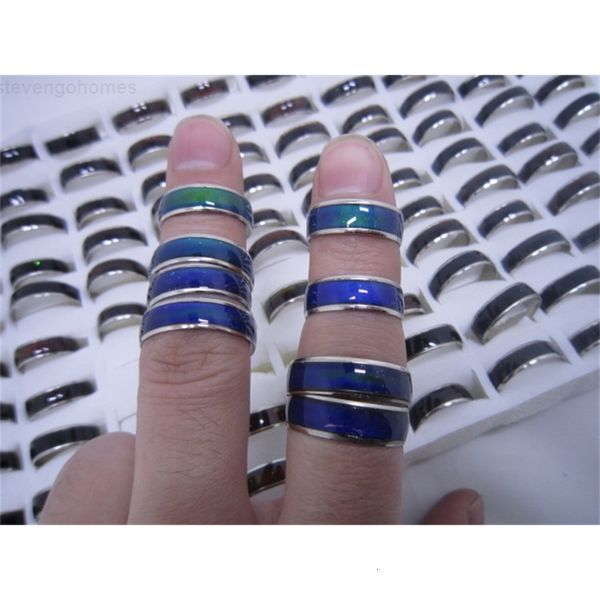 

mood 100factory mix ring changing colors rings size 16 17 18 19 20 stainless steel fashion jewelry, Silver