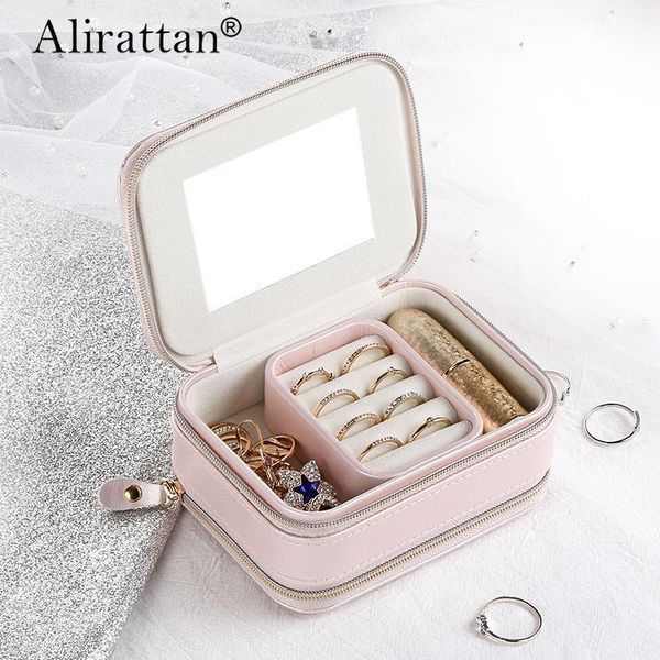 

simple girl earrings plate jewelry box protable leather earrings ring multi-function jewelry storage bracelet stud box1