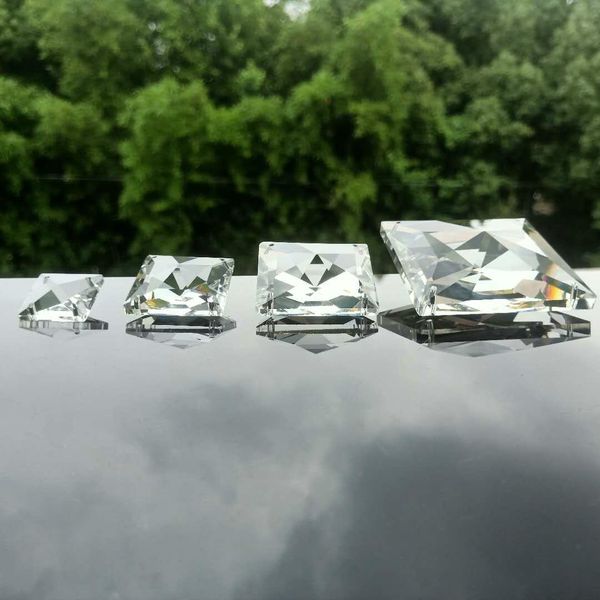 

20 30 40 60mm 4 holes square crystal pendant glass clear chandelier crystals prisms suncatcher diy hanging lamp part accessories h wmtjox