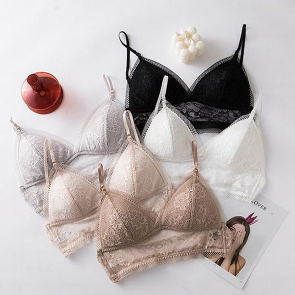 

дамы lace mesh холтер тонкий бюстгальтер low back женщины soft бесшовная backless sexy padd bralette для ларчик new 2020, White;black