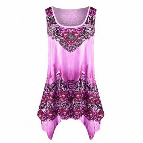 

large size sleeveless women blouse o neck loose print shirt blusa feminina summer ladies tank vest haut femme mujer 4fn1, White