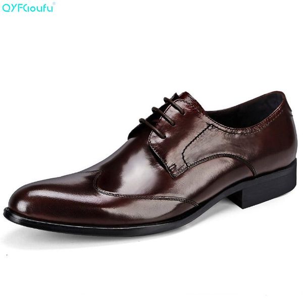 

qyfcioufu formal designers men luxury dress shoes genuine leather black wine red fashion italian brand oxford shoe