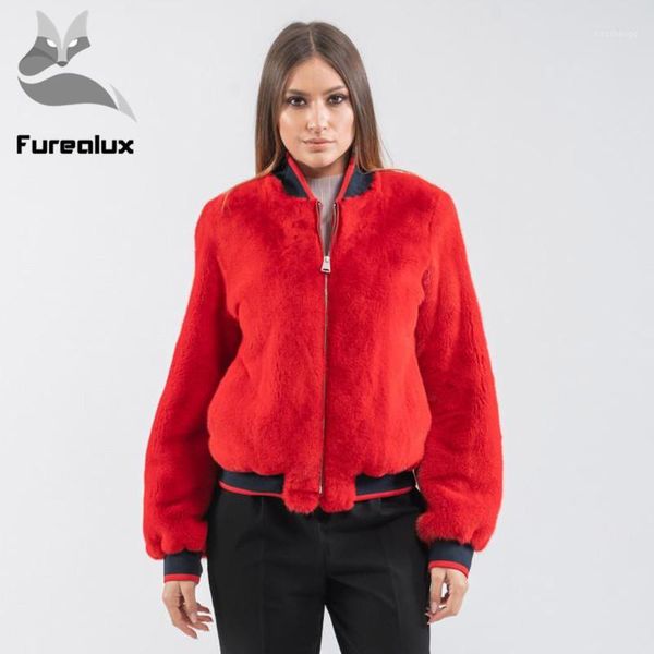 

furealux real women coat bat jacket with zipper autumn winter short popular overhead coat1, Black