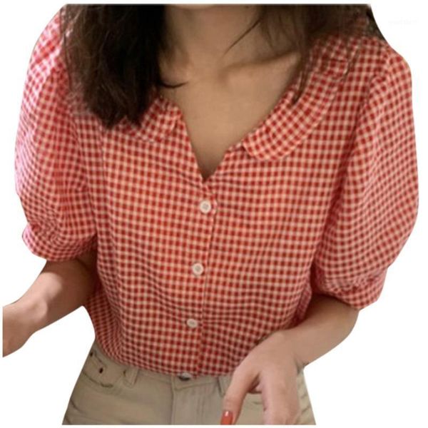 

jaycosin fashion summer women fashion casual lattice v-neck buttom short sleeve pullover blouse clothes casual vest slim 3131, White