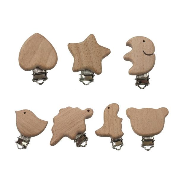 

2020 lovely wooden pacifier clip natural beech wood baby pacifier clips dummy clips diy chain baby toys