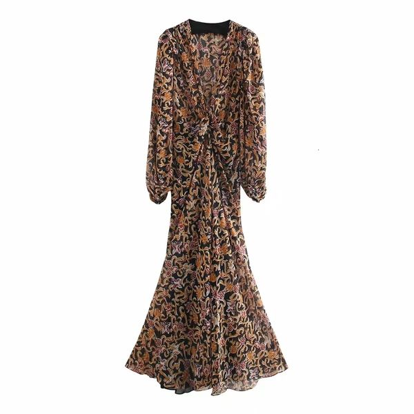 

2021 new women dresses floral retro printed v-neck sleeves tulle dress woman vintage goth long xrfw, Black;gray