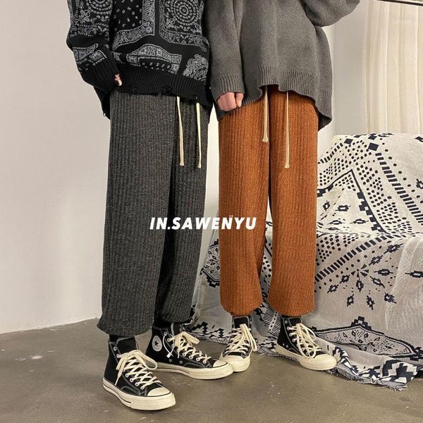 

men's thicken warm soft pants 2020 winter woman casual oversize pencil pants man fashion solid color trousers1, Black