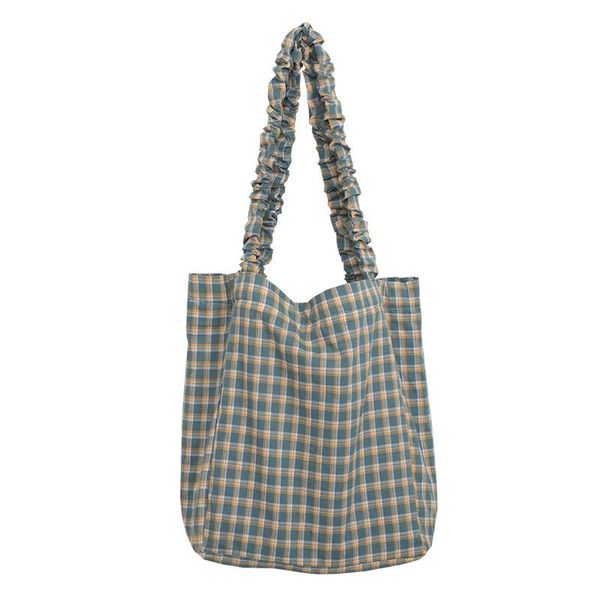 

new women's fashion plaid printed shoulder bag large capacity casual solid color shopping bag fold shoulder strap luxury handbag