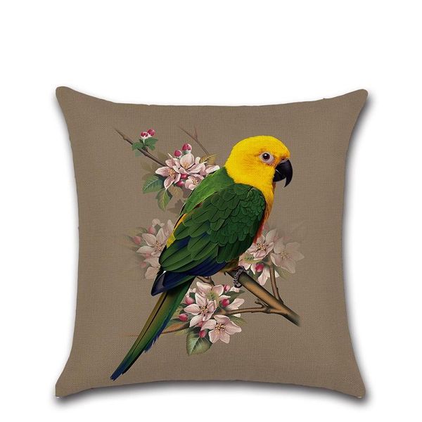 

square cotton linen tropical birds printed throw pillow case parrot patter cushion cover cojines decorativos para sofa wholesale swy bbylan