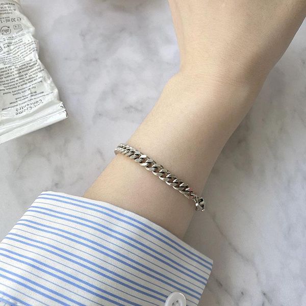 

new 925 sterling silver new arrival tank chain bracelet thai silver jewelry hip-hop retro simple exquisite gift, Black