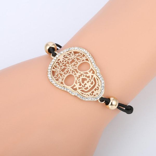 

2020 new charm fashion gold color crystal skull bracelet & bangle luxury women bracelet gift dropshipping, Golden;silver