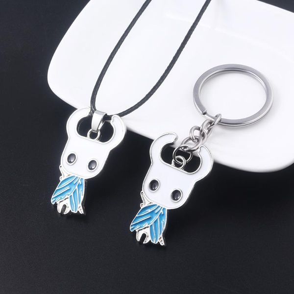 

game hollow knight necklaces ghost toys pendant necklace leather chain for women men kids choker keyring jewelry gift1, Silver