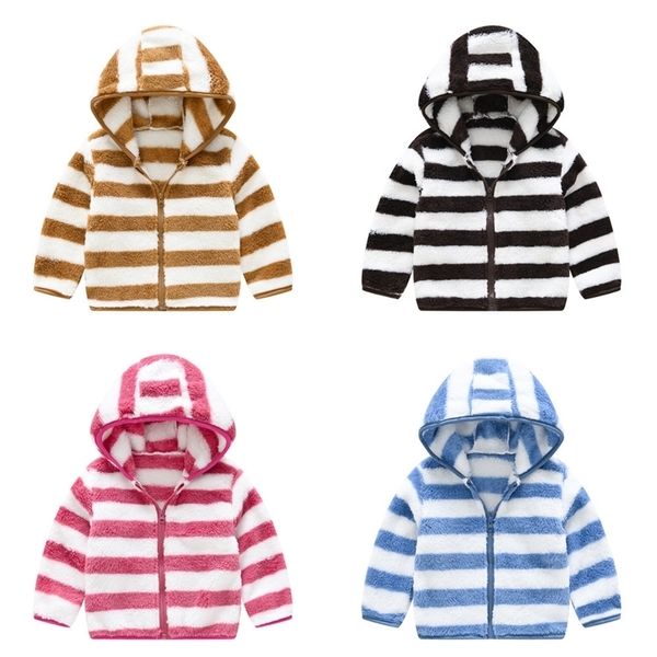 

kids sport clothes outwear coat autumn winter children clothing jackets girls striped jacket wool sweater baby boy hooded new g12701, Blue;gray