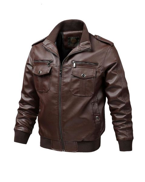

mens fashion pu leather jackets hooded pilot jacket streetwear clothing long sleeve zipper men's outerwear coats plus size sale, Black;brown