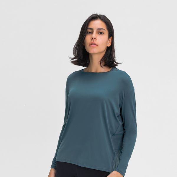 

2021 new heart long sleeve women silky loose fit yoga brushed material sports shirt ladies workout 077w, Gray