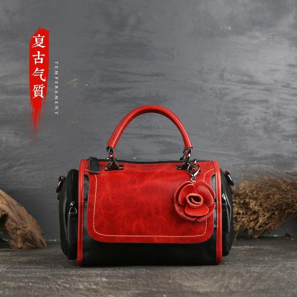 

2020 luxury women genuine leather handbag ladies retro elegant shoulder messenger bag cow leather handmade woman crossbody bags