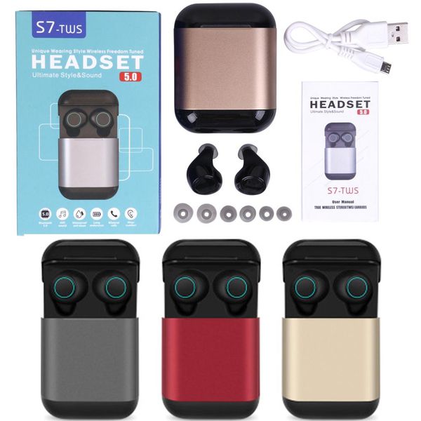 

s7 tws earphones wireless bluetooth headphones bluetooth 5.0 stereo wireless earbuds headset with mic and charging box