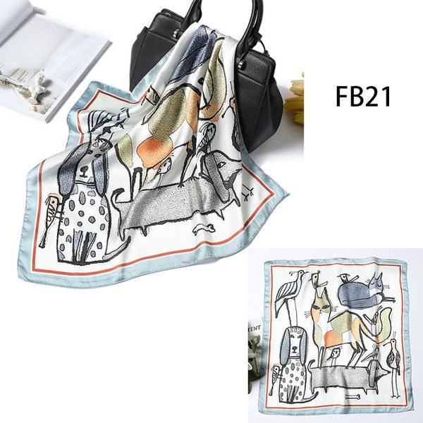 

2020 женщины малый квадрат шарф завод печати шелковые шарфы и wrap цветочные дамы ретро весна лето офис волос шеи foulard jllysk, Blue;gray