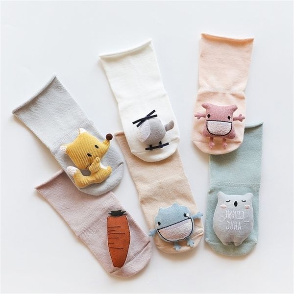 

new cartoon doll fashion boy girl non-slip newborn toddler soft cotton socks baby clothing y201009, Pink;yellow
