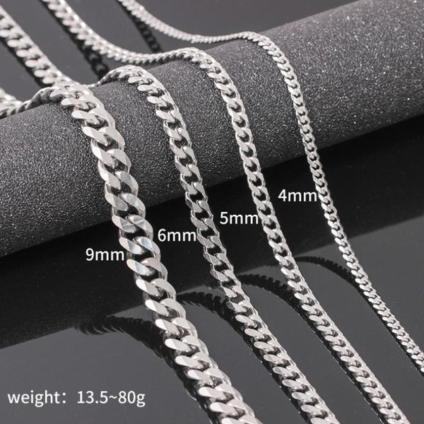 

chains 6mm/9mm men's hip hop bling authentic sterling silve chain necklace fashion male curb long 18-26 inch jewelry, Silver