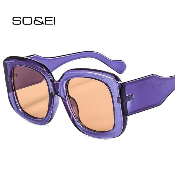 

SO&EI Fashion Oversized Square Sunglasses Women Vintage Gradient Eyewear Men Trending Green Purple Sun Glasses Shades UV400, White;black