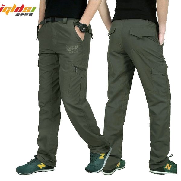 

men's military style cargo pants men summer waterproof breathable male trousers joggers army pockets casual pants plus size 4xl 201114, Black